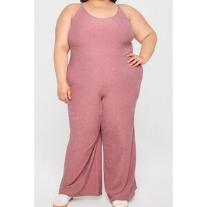 NWOT Women's Fabletics Cloud Jersey Wide Leg Bodysuit Blush Mauve Heather 3X